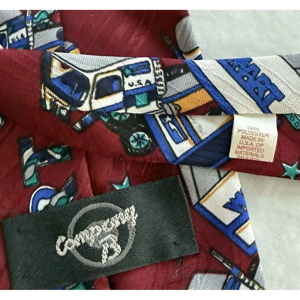 Vintage WALMART Men's Neck Tie Company B Maroon Necktie Semi Trucks